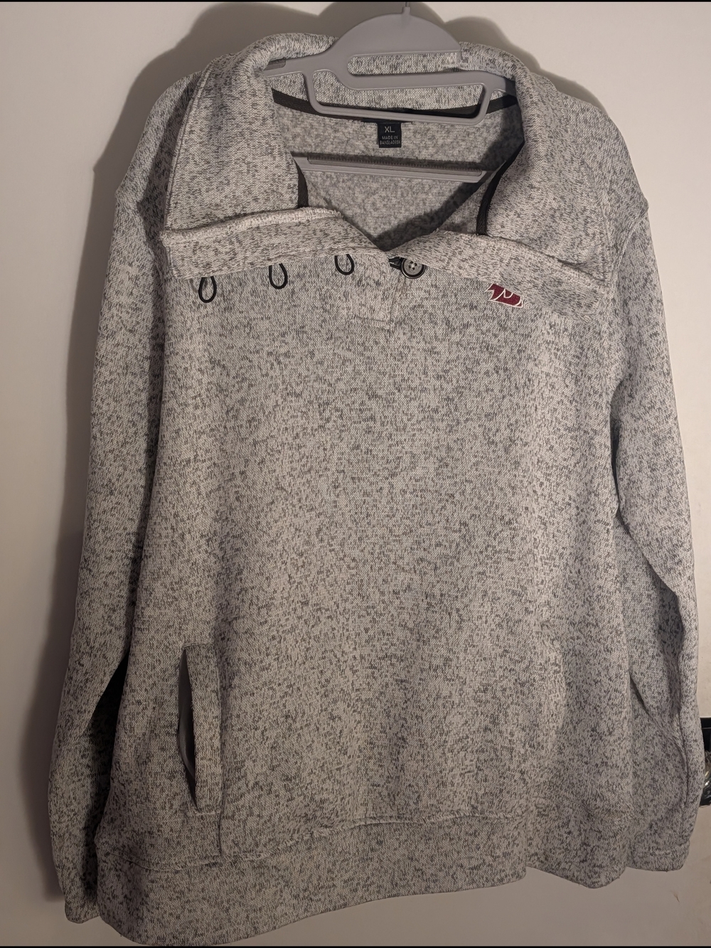 Champion Elite Heather Gray Pullover Mock Neck Button Up with WSU Cougar Logo